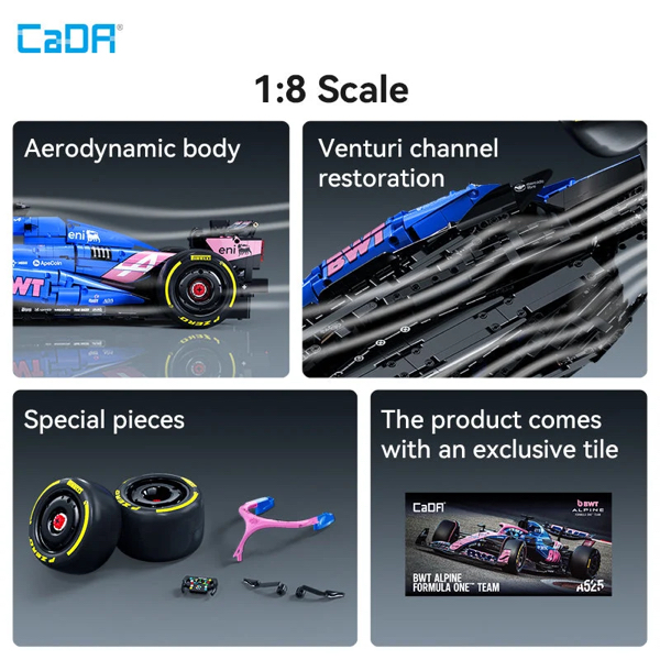 KIT DE CONSTRUCTION CADA - VOITURE DE COURSE 1:8 - BWT ALPINE F1 TEAM A525 - 2173 PIECES – Image 5