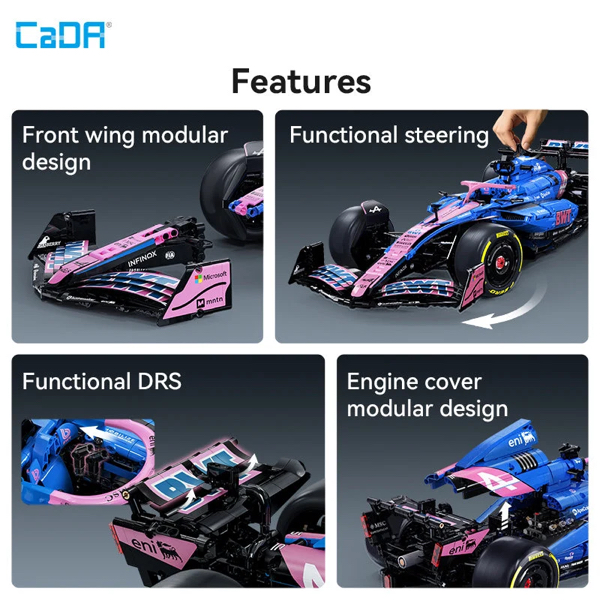 KIT DE CONSTRUCTION CADA - VOITURE DE COURSE 1:8 - BWT ALPINE F1 TEAM A525 - 2173 PIECES – Image 6