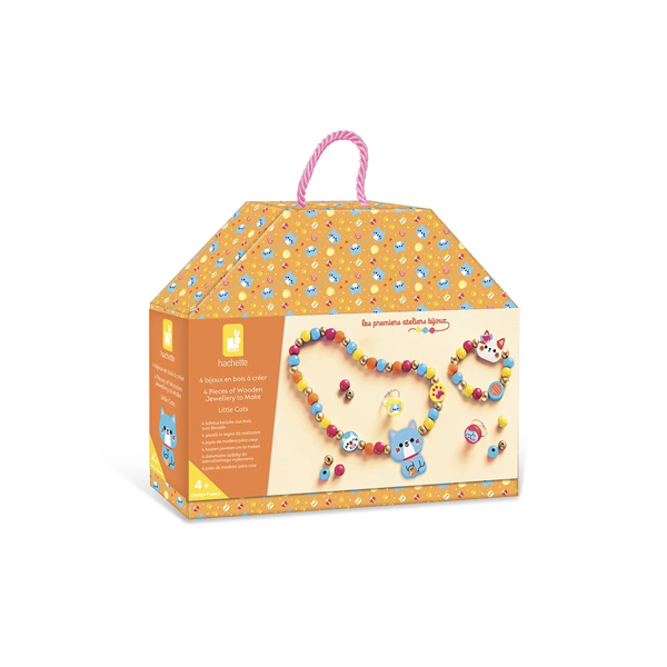COFFRET 4 BIJOUX EN BOIS A CREER - PETITS CHATS - JANOD