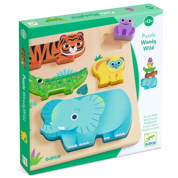 PUZZLE ENCASTREMENT BOIS WOODY WILD - DJECO