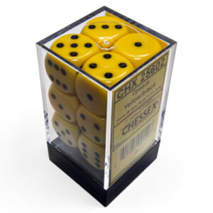 SET DE 12 DÉS - OPAQUE - JAUNE:NOIR - CHX25602