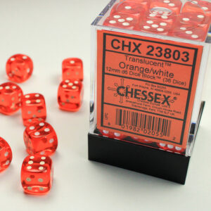 SET DE 36 DÉS - TRANSPARENT - ORANGE:BLANC - CHX23803