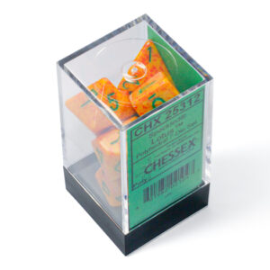 SET DE 7 DÉS - GRANITE - LOTUS ORANGE:VERT - CHX25312