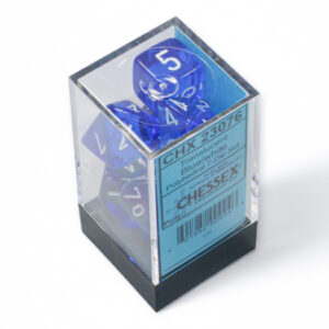 SET DE 7 DÉS - TRANSPARENT - BLEU:BLANC - CHX23076