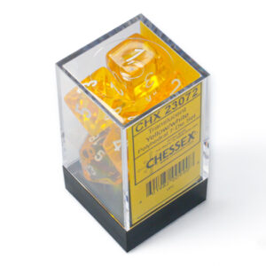 SET DE 7 DÉS - TRANSPARENT JAUNE:BLANC - CHX23072