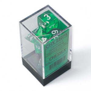 SET DE 7 DÉS - TRANSPARENT - VERT:BLANC - CHX23075