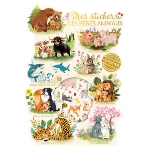 JEU STICKERS ET POSTER LES BEBES ANIMAUX - CARTES D'ART